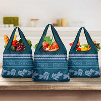 Dark Cyan Samoa Siapo Teuila Flowers Grocery Bag