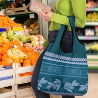 Dark Cyan Samoa Siapo Teuila Flowers Grocery Bag