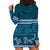 Dark Cyan Samoa Siapo Teuila Flowers Hoodie Dress