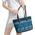 Dark Cyan Samoa Siapo Teuila Flowers Leather Tote Bag