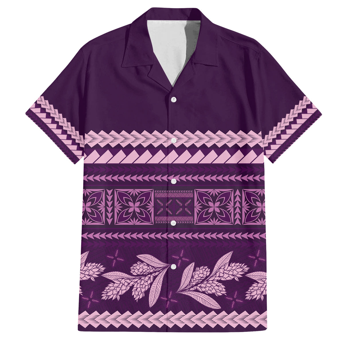 Purple Samoa Siapo Teuila Flowers Family Matching Off The Shoulder Long Sleeve Dress and Hawaiian Shirt
