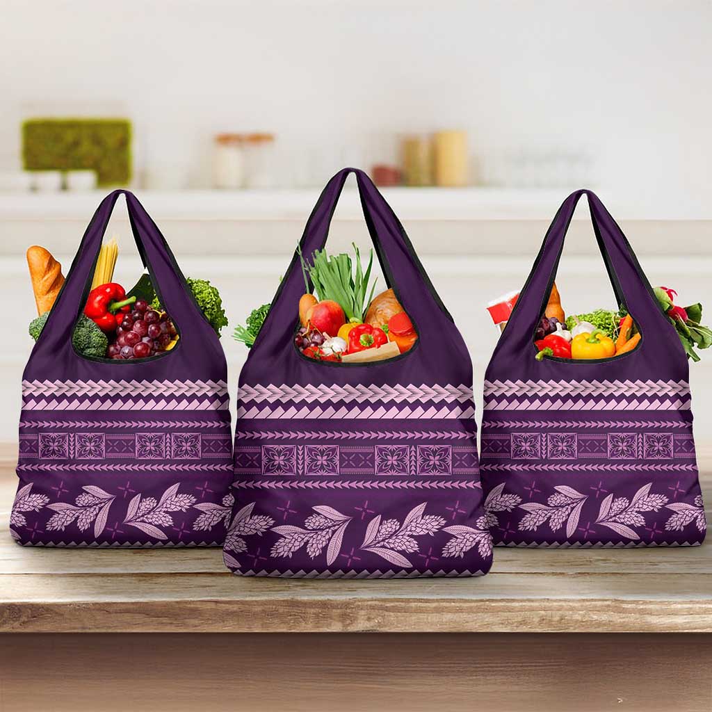 Purple Samoa Siapo Teuila Flowers Grocery Bag
