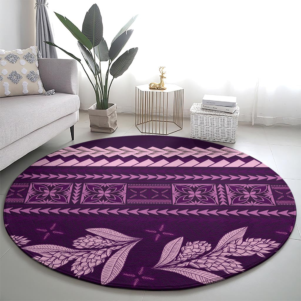 Purple Samoa Siapo Teuila Flowers Round Carpet