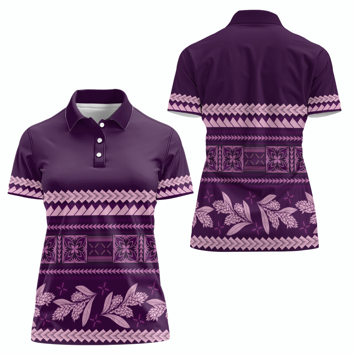 Purple Samoa Siapo Teuila Flowers Women Polo Shirt
