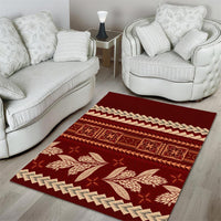 Red Samoa Siapo Teuila Flowers Area Rug