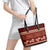 Red Samoa Siapo Teuila Flowers Leather Tote Bag