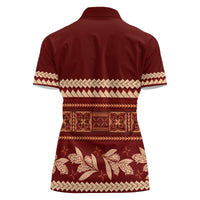 Red Samoa Siapo Teuila Flowers Women Polo Shirt