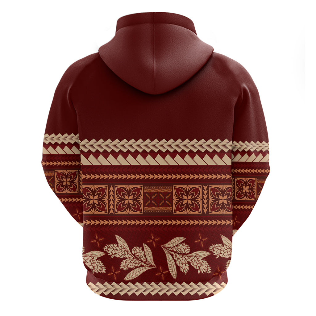 Red Samoa Siapo Teuila Flowers Zip Hoodie