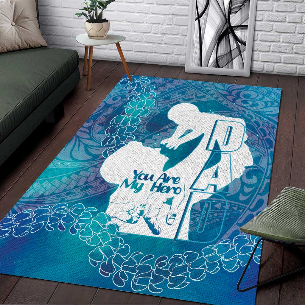Turquoise Polynesia Father's Day Area Rug Dad You Are My Hero