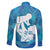 Turquoise Polynesia Father's Day Family Matching Long Sleeve Bodycon Dress and Hawaiian Shirt Dad You Are My Hero