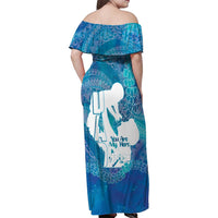 Turquoise Polynesia Father's Day Family Matching Off Shoulder Maxi Dress and Hawaiian Shirt Dad You Are My Hero LT14 - Polynesian Pride