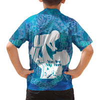 Turquoise Polynesia Father's Day Family Matching Off Shoulder Short Dress and Hawaiian Shirt Dad You Are My Hero LT14 - Polynesian Pride