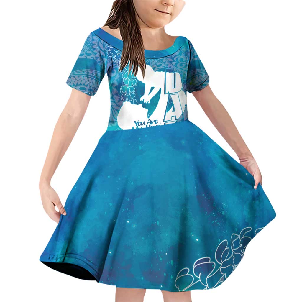 Turquoise Polynesia Father's Day Family Matching Off Shoulder Short Dress and Hawaiian Shirt Dad You Are My Hero LT14 Daughter's Dress Turquoise - Polynesian Pride