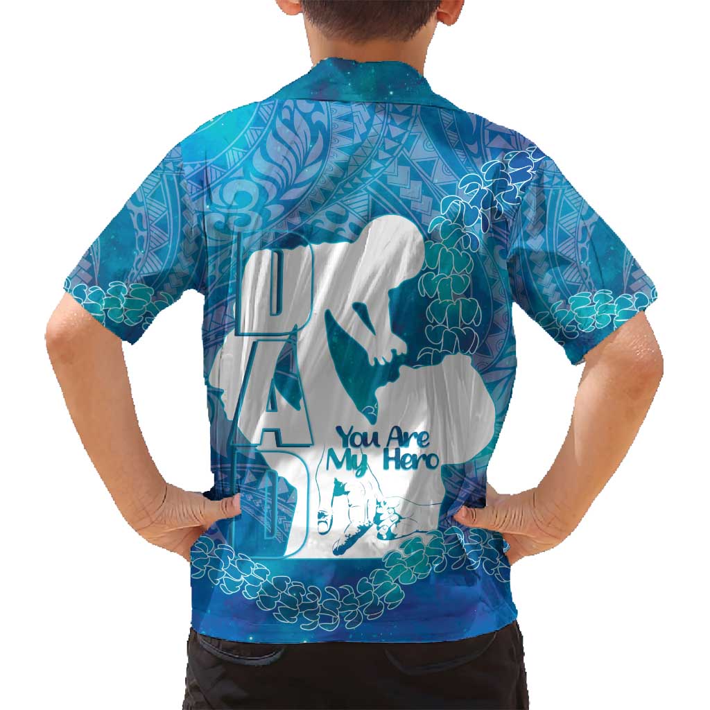 Turquoise Polynesia Father's Day Family Matching Summer Maxi Dress and Hawaiian Shirt Dad You Are My Hero LT14 - Polynesian Pride