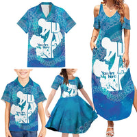 Turquoise Polynesia Father's Day Family Matching Summer Maxi Dress and Hawaiian Shirt Dad You Are My Hero LT14 - Polynesian Pride