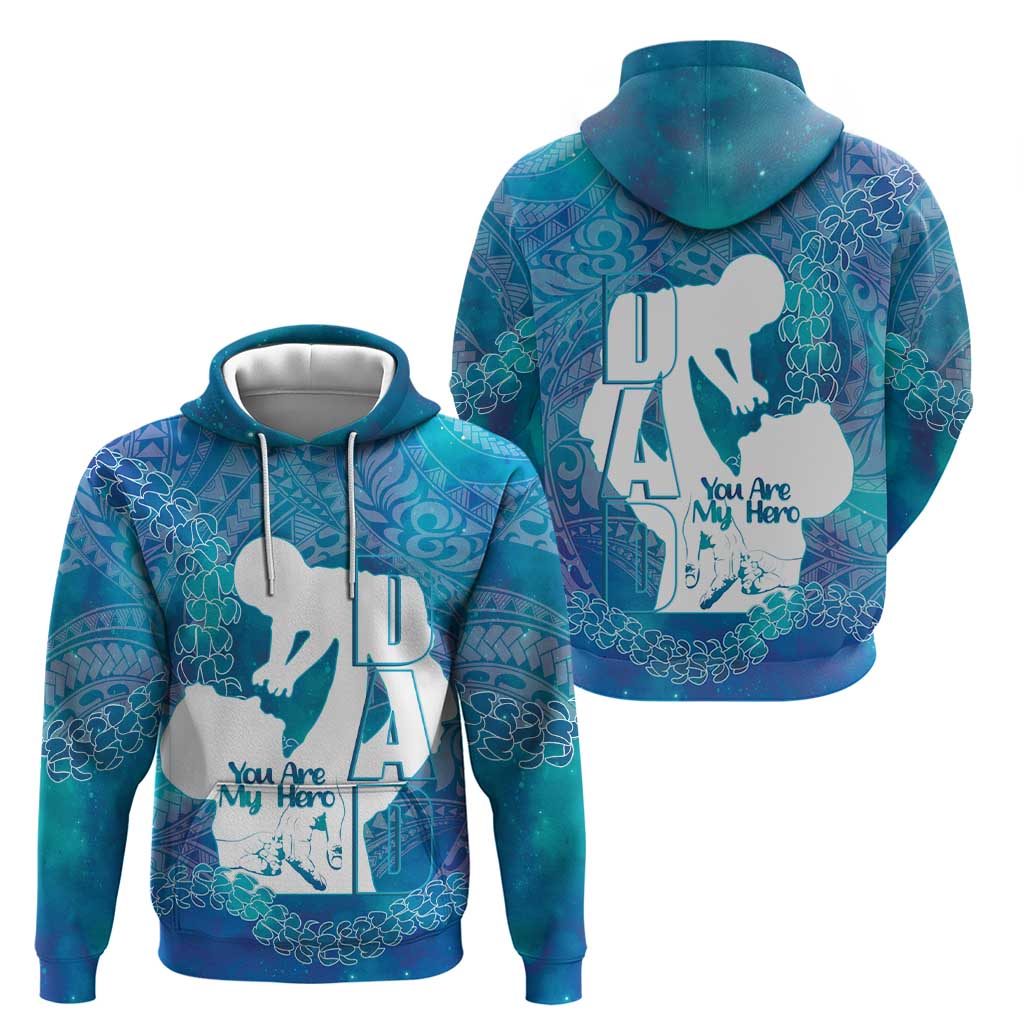Turquoise Polynesia Father's Day Hoodie Dad You Are My Hero