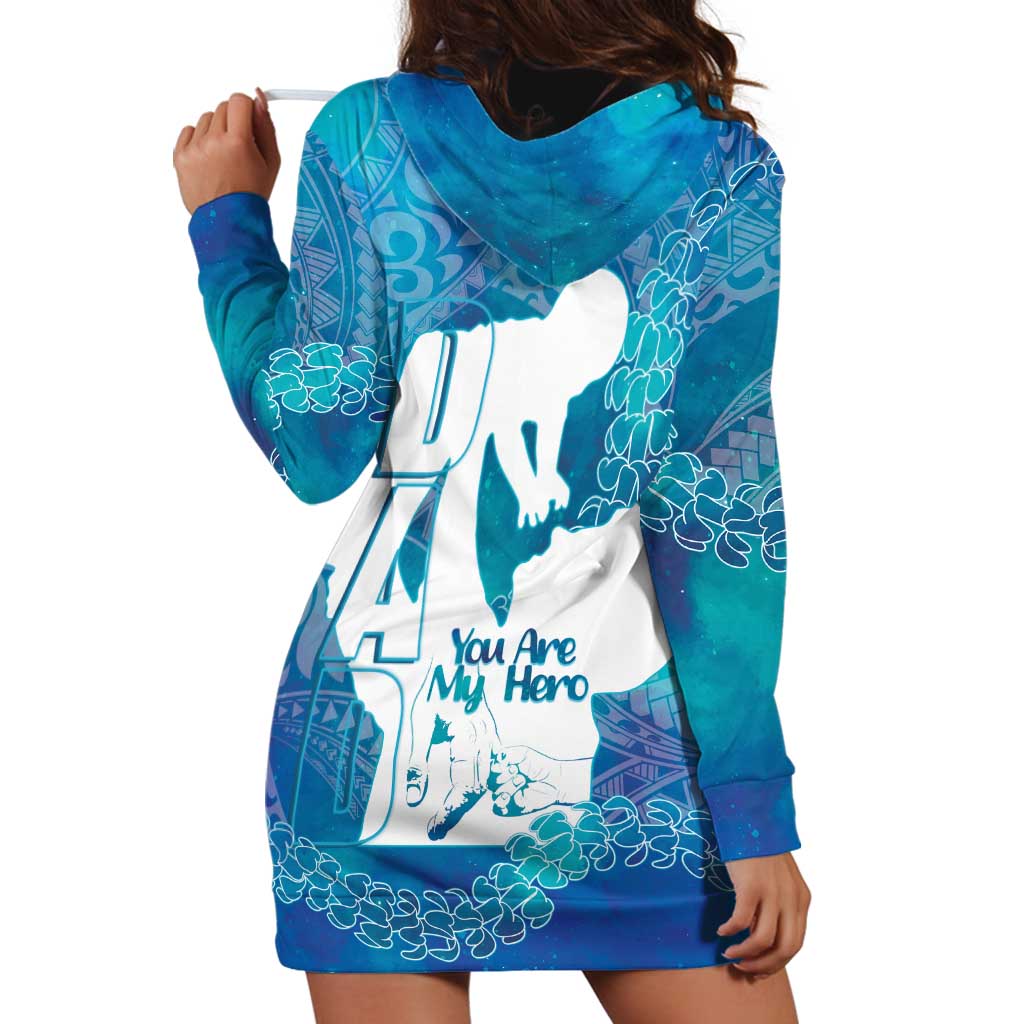 Turquoise Polynesia Father's Day Hoodie Dress Dad You Are My Hero
