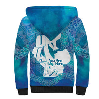 Turquoise Polynesia Father's Day Sherpa Hoodie Dad You Are My Hero