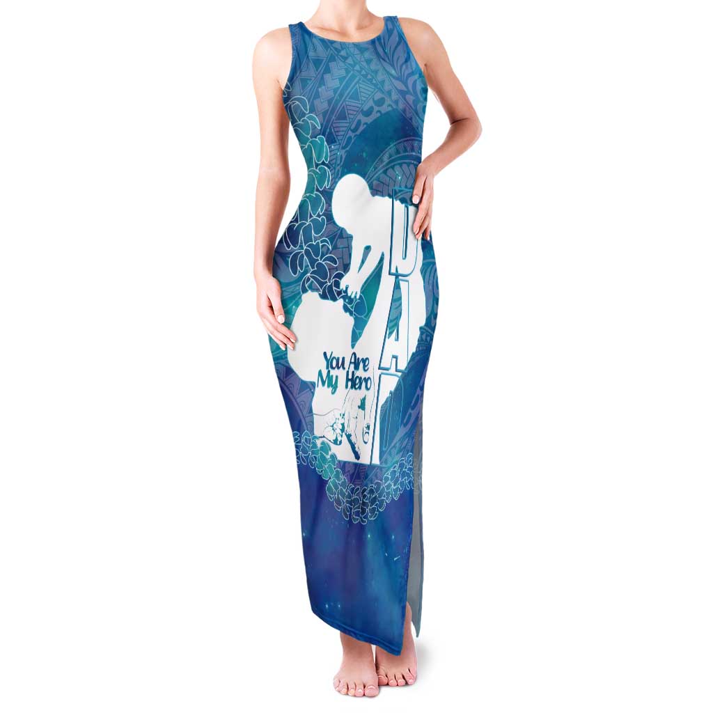 Turquoise Polynesia Father's Day Tank Maxi Dress Dad You Are My Hero