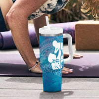 Turquoise Polynesia Father's Day Tumbler With Handle Dad You Are My Hero