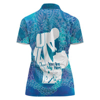 Turquoise Polynesia Father's Day Women Polo Shirt Dad You Are My Hero