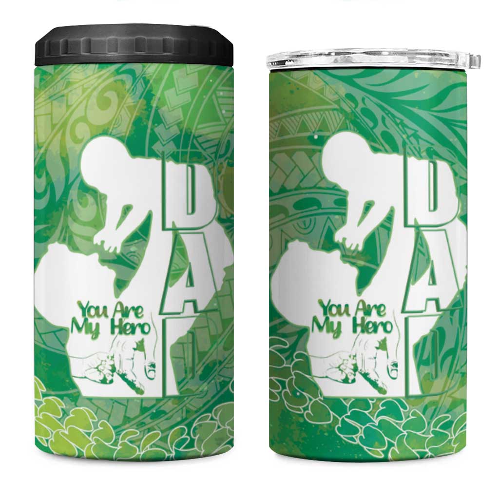 Green Polynesia Father's Day 4 in 1 Can Cooler Tumbler Dad You Are My Hero