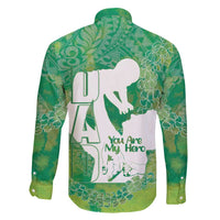 Green Polynesia Father's Day Family Matching Long Sleeve Bodycon Dress and Hawaiian Shirt Dad You Are My Hero LT14 - Polynesian Pride