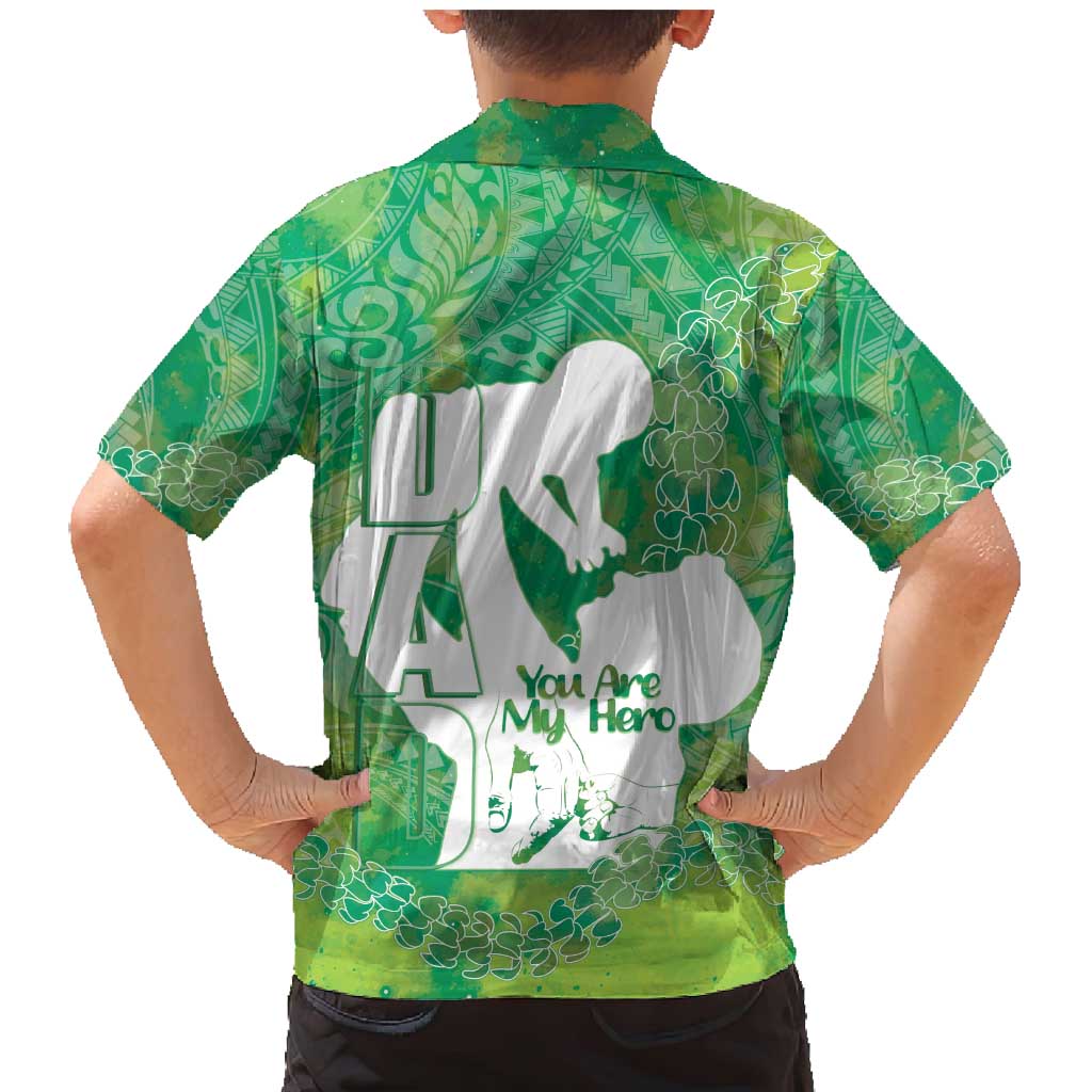 Green Polynesia Father's Day Family Matching Mermaid Dress and Hawaiian Shirt Dad You Are My Hero LT14 - Polynesian Pride