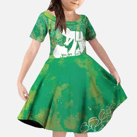 Green Polynesia Father's Day Family Matching Off Shoulder Maxi Dress and Hawaiian Shirt Dad You Are My Hero LT14 Daughter's Dress Green - Polynesian Pride