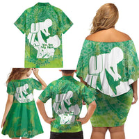Green Polynesia Father's Day Family Matching Off Shoulder Short Dress and Hawaiian Shirt Dad You Are My Hero LT14 - Polynesian Pride
