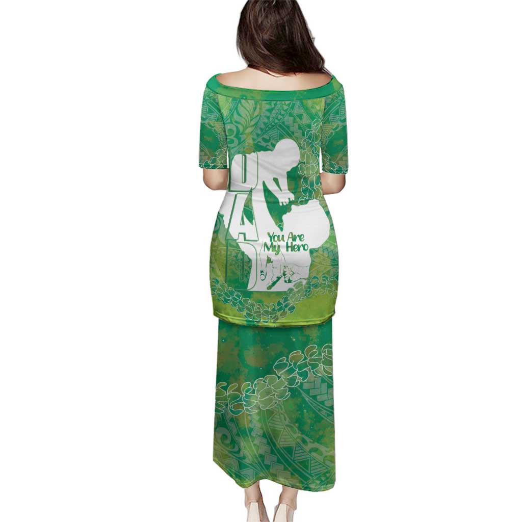 Green Polynesia Father's Day Family Matching Puletasi and Hawaiian Shirt Dad You Are My Hero LT14 - Polynesian Pride
