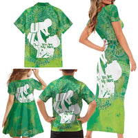 Green Polynesia Father's Day Family Matching Short Sleeve Bodycon Dress and Hawaiian Shirt Dad You Are My Hero LT14 - Polynesian Pride
