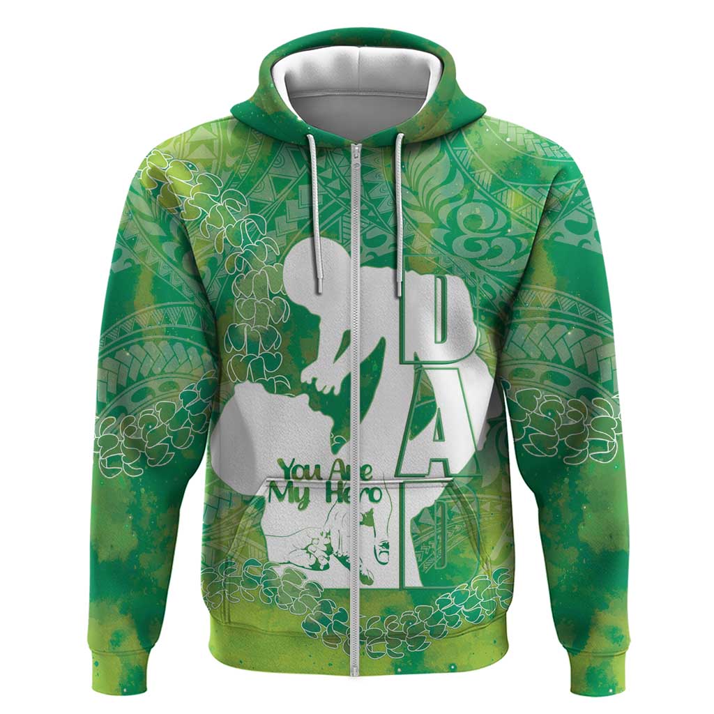Green Polynesia Father's Day Hoodie Dad You Are My Hero