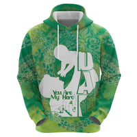 Green Polynesia Father's Day Hoodie Dad You Are My Hero