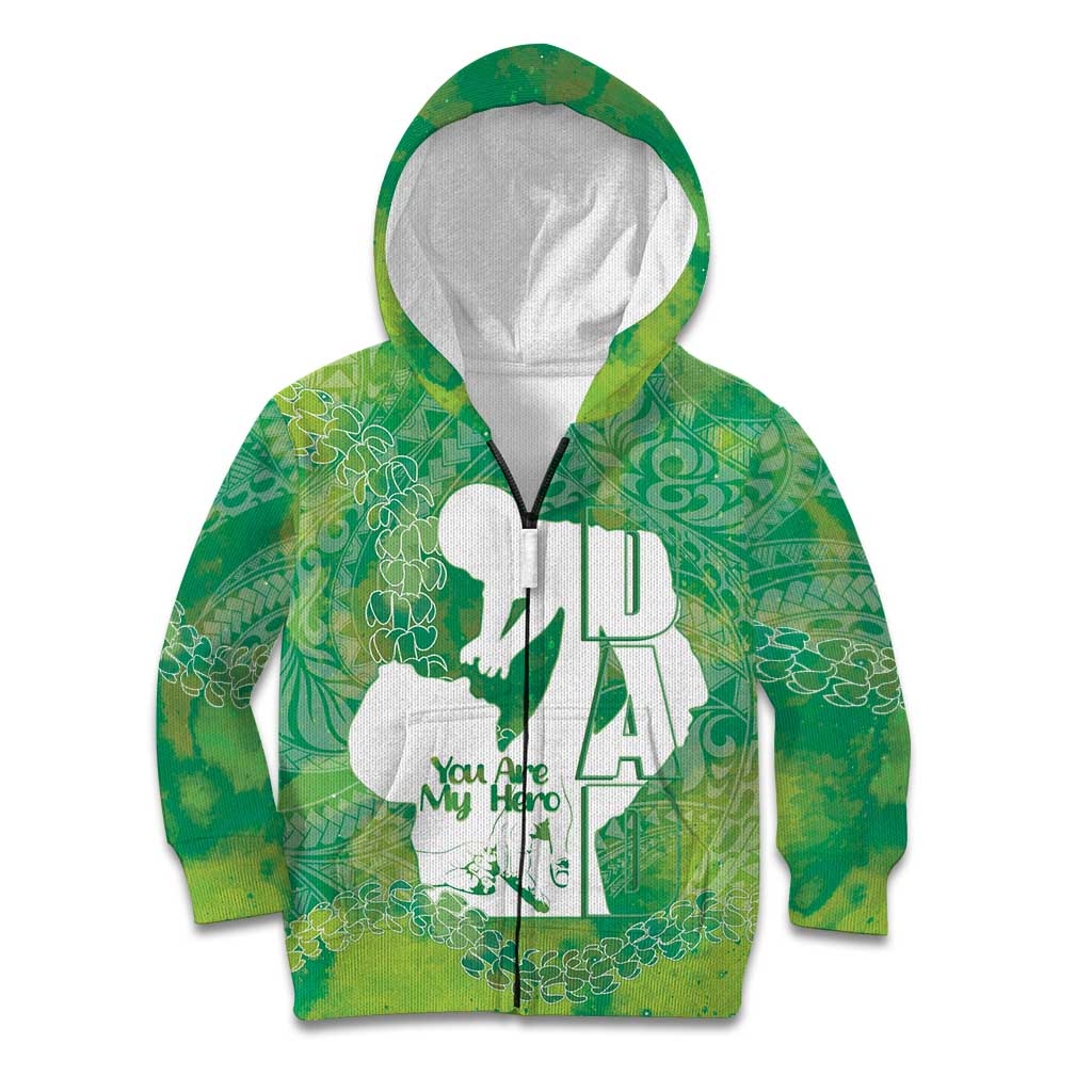 Green Polynesia Father's Day Kid Hoodie Dad You Are My Hero
