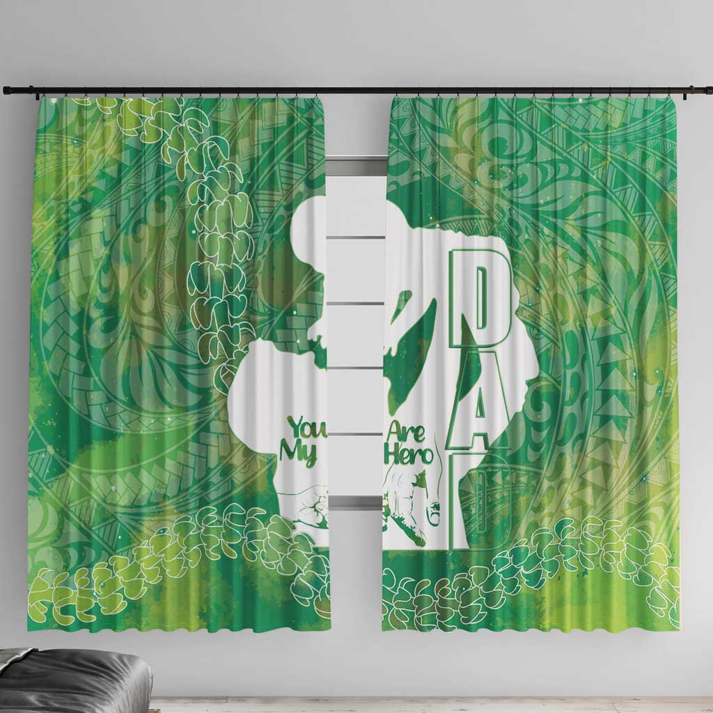 Green Polynesia Father's Day Window Curtain Dad You Are My Hero