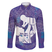 Purple Polynesia Father's Day Family Matching Off The Shoulder Long Sleeve Dress and Hawaiian Shirt Dad You Are My Hero