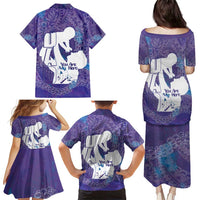Purple Polynesia Father's Day Family Matching Puletasi and Hawaiian Shirt Dad You Are My Hero LT14 - Polynesian Pride