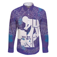 Purple Polynesia Father's Day Family Matching Short Sleeve Bodycon Dress and Hawaiian Shirt Dad You Are My Hero LT14 Dad's Shirt - Long Sleeve Purple - Polynesian Pride