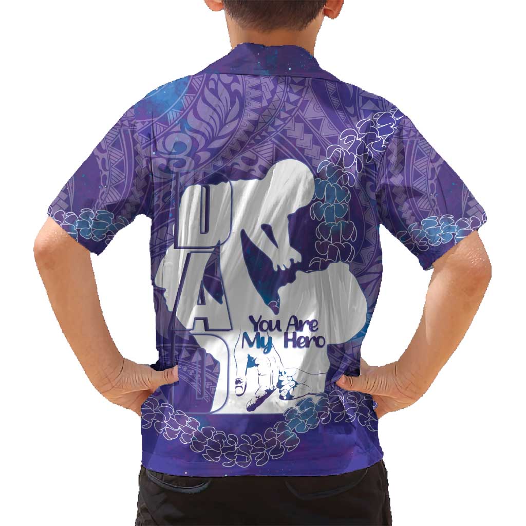 Purple Polynesia Father's Day Family Matching Summer Maxi Dress and Hawaiian Shirt Dad You Are My Hero LT14 - Polynesian Pride