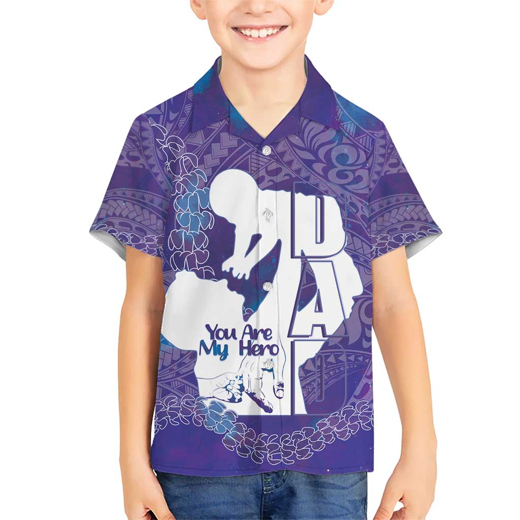 Purple Polynesia Father's Day Kid Hawaiian Shirt Dad You Are My Hero