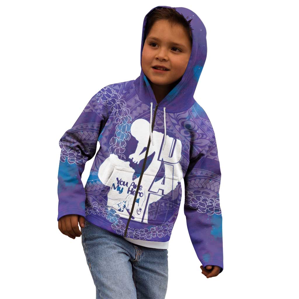 Purple Polynesia Father's Day Kid Hoodie Dad You Are My Hero