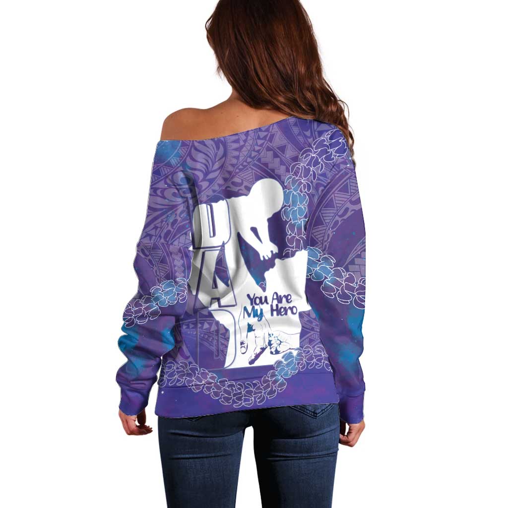 Purple Polynesia Father's Day Off Shoulder Sweater Dad You Are My Hero