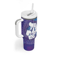 Purple Polynesia Father's Day Tumbler With Handle Dad You Are My Hero