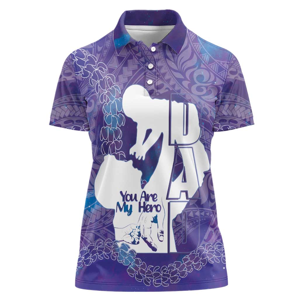 Purple Polynesia Father's Day Women Polo Shirt Dad You Are My Hero