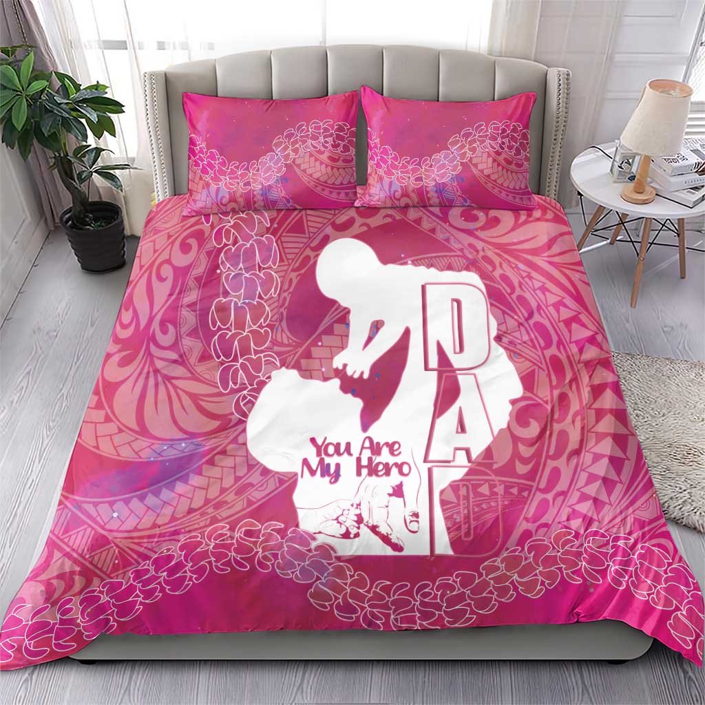 Pink Polynesia Father's Day Bedding Set Dad You Are My Hero