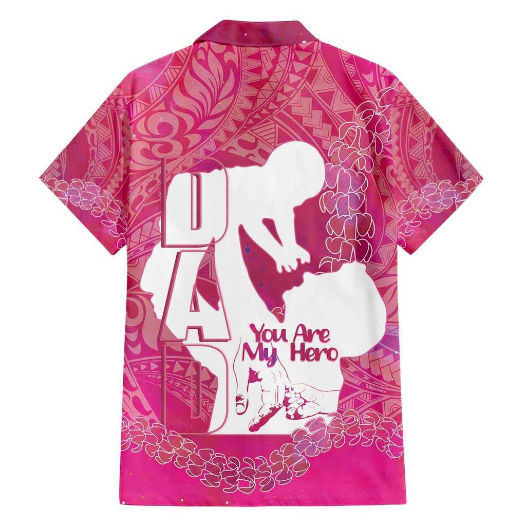 Pink Polynesia Father's Day Family Matching Long Sleeve Bodycon Dress and Hawaiian Shirt Dad You Are My Hero LT14 - Polynesian Pride