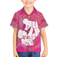 Pink Polynesia Father's Day Family Matching Off Shoulder Maxi Dress and Hawaiian Shirt Dad You Are My Hero LT14 Son's Shirt Pink - Polynesian Pride