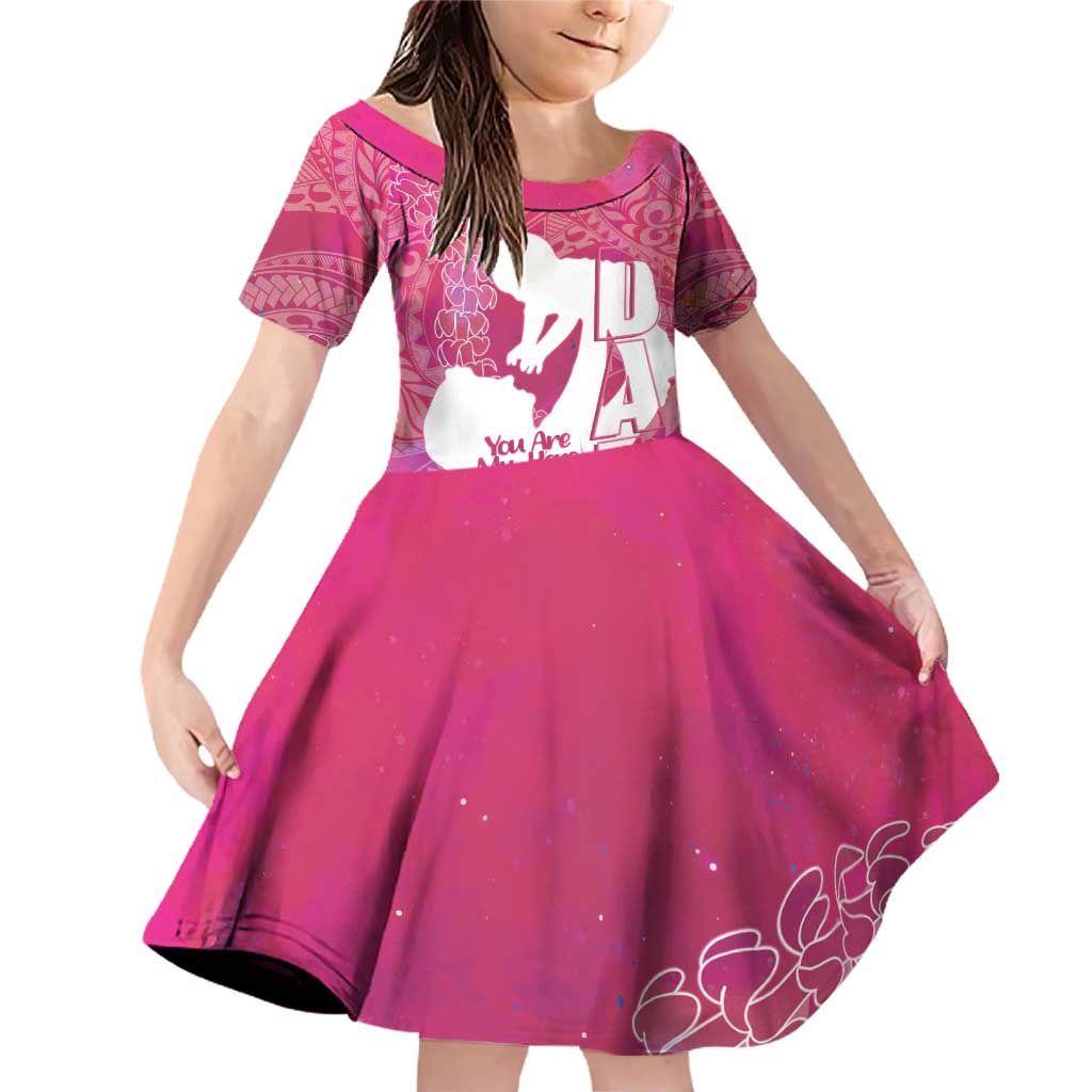Pink Polynesia Father's Day Family Matching Off Shoulder Short Dress and Hawaiian Shirt Dad You Are My Hero LT14 Daughter's Dress Pink - Polynesian Pride