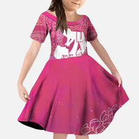 Pink Polynesia Father's Day Family Matching Puletasi and Hawaiian Shirt Dad You Are My Hero LT14 Daughter's Dress Pink - Polynesian Pride